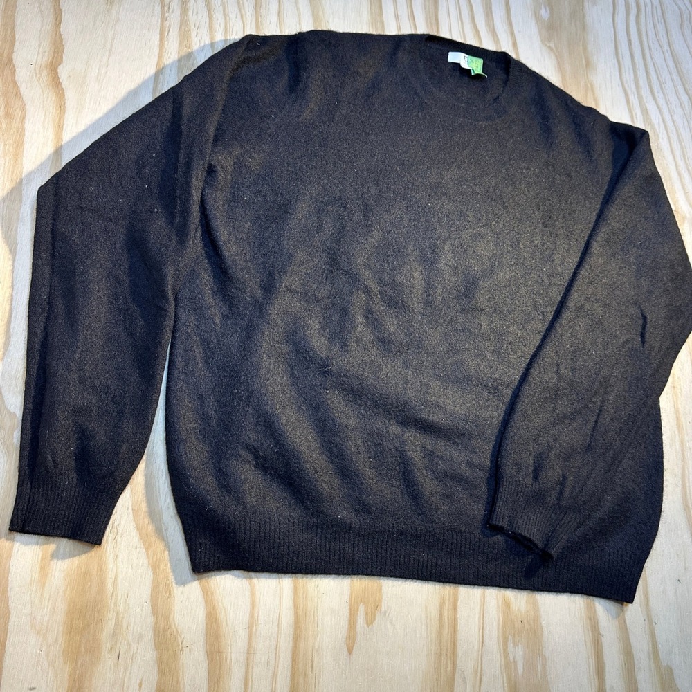 Apt. 9 Mens Black Crewneck Knit Sweater Size Large Solid Long Sleeve Pullover